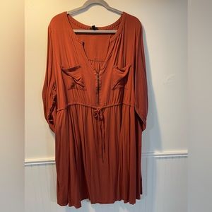 Torrid rust-colored dress with pockets and drawstring waist